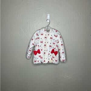 Disney Minnie Mouse 4T Puffer Jacket Bow Hooded Faux Fur